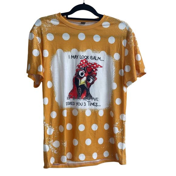 Chicken Humor t-shirt yellow Medium - Picture 1 of 9